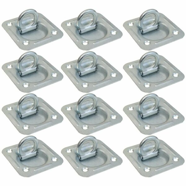 Boxer Tools HD Recessed D Ring Trailer Floor Mount, Zinc Plated, Bolt-On Anchor - Square 4 Inch, 12PK 21411/ FH21-41